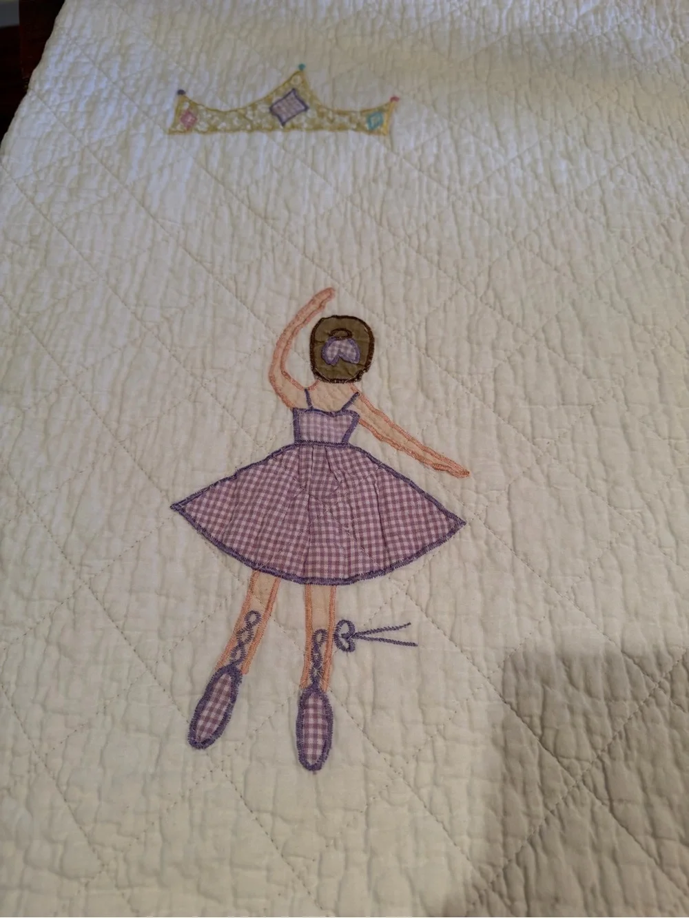 Pem-America Ballet Ballerina Quit Twin Size Pink Gingham Pastel Scalloped Edge